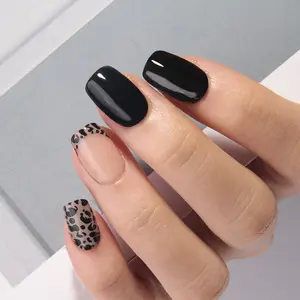 Glamorous Dark Leopard Print Press-On Nails | CurvLife Nail | 24pcs Short Square Fake Nails | Glossy Finish with Sleek Spots & Bold Shine | Easy to Apply, Comfortable & Long-Lasting | Perfect for Nightclubs, Fashion Weeks, Parties & Trendy Outings