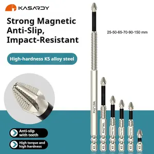 Kasardy High-Magnetic Screwdriver Drill Bit Set - Strong Magnetic Durability Screwdriver Drill Bit Set - Universal Electric Precision Alloy Steel Screwdriver Set (25-50-65-75-100-150mm(6pcs))