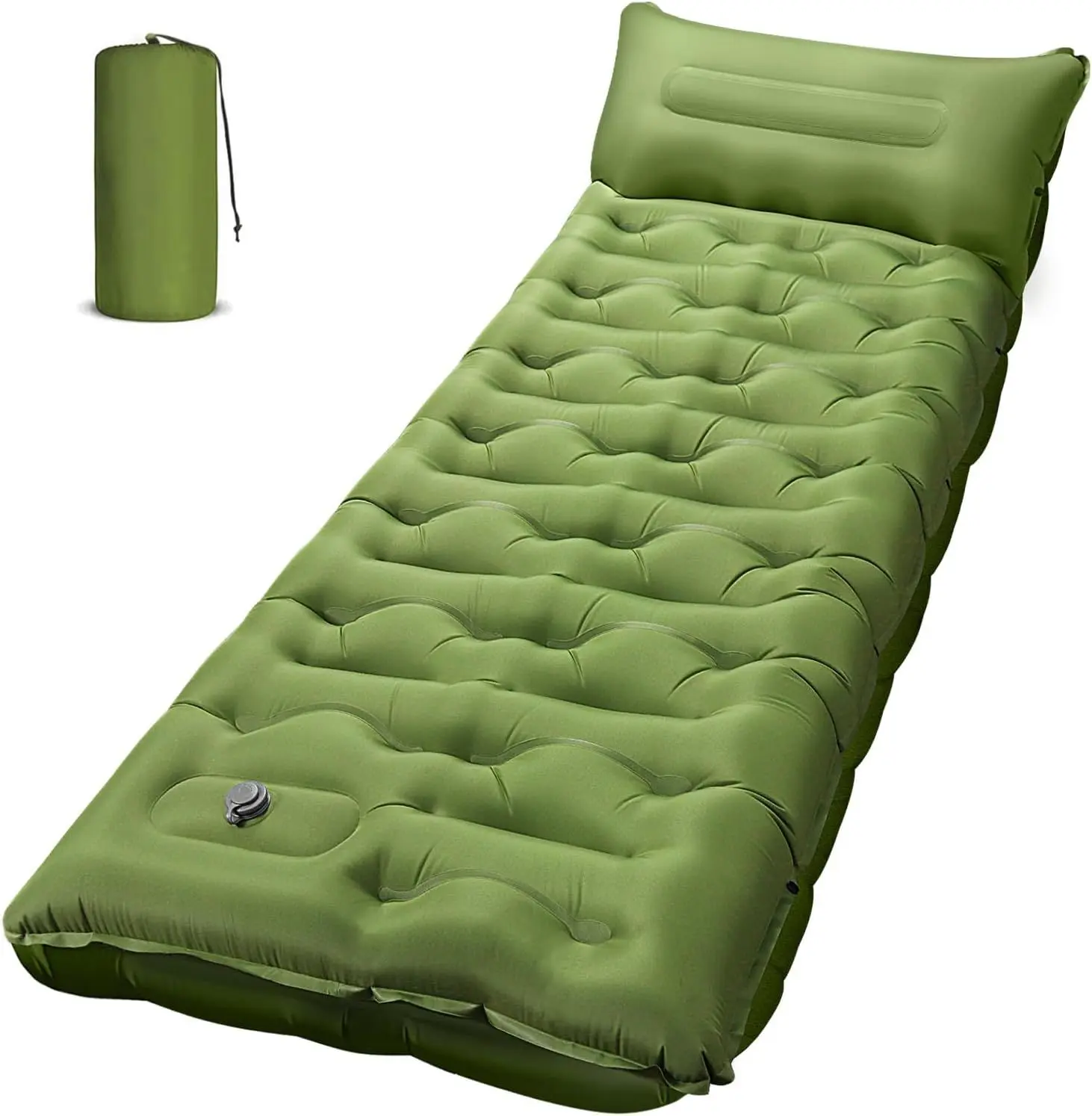 Ultralight Self-Inflating Camping Sleeping Pad with Built-in Pillow & Ft Pump, 4" Thick Compact Sleeping Mat for Backpacking, Hiking, Foldable, Waterproof, Wear-Resistant