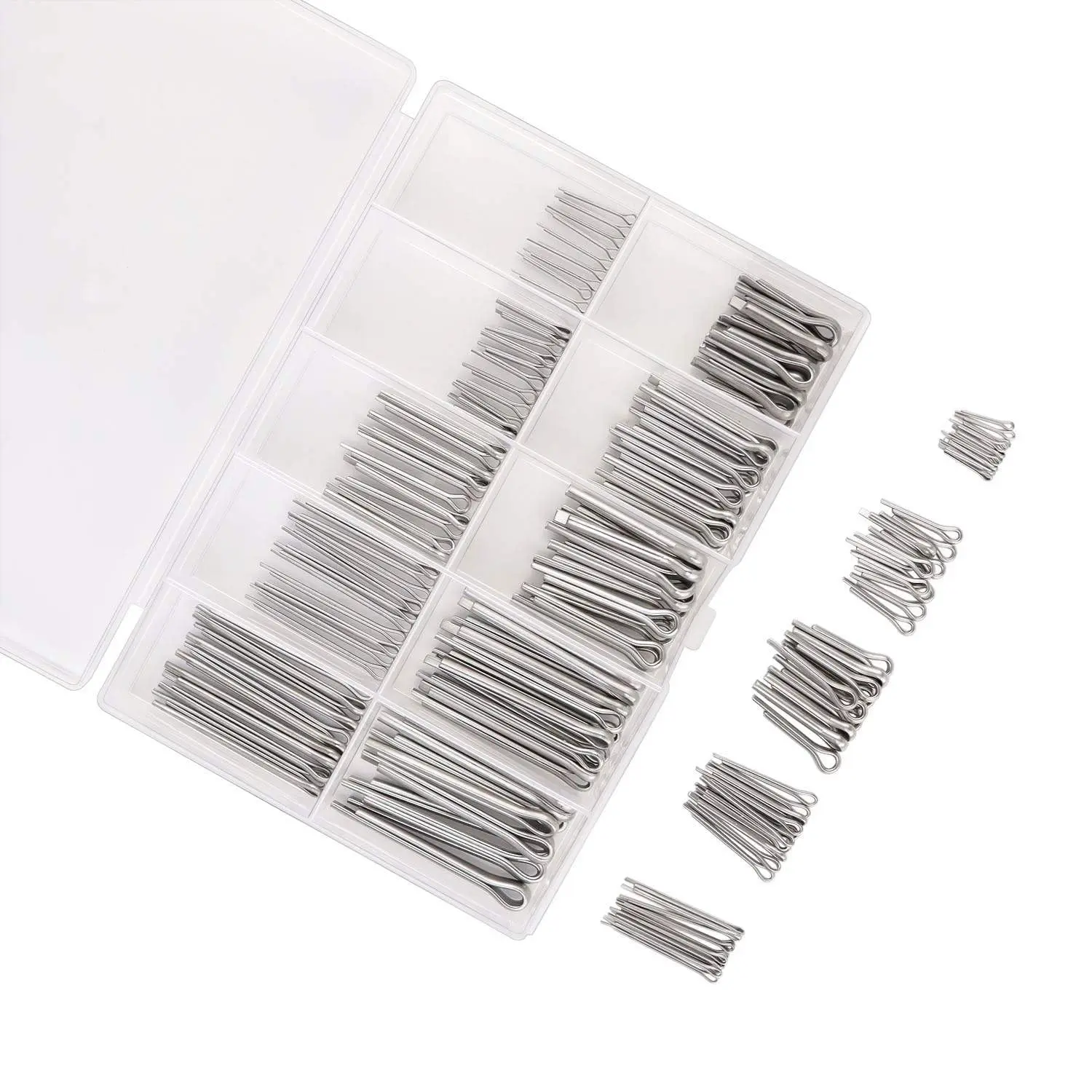150 count Automotive Cotter Pin 304 Stainless Steel Cotter Pins Assortment Kit Hardware Clip Key Fastener Fitting Assortment Set Split Pins Cotter Pin for Mechanics & Engine Repair (15 Sizes)