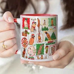 Marcus the Worm Christmas 11oz Accent Mug, Internet Aesthetic Weirdcore Mug, Funny Worm Meme, Brainrot Humor Mug, Absurd Surreal Gift