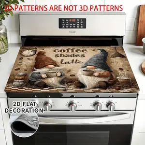 Coffee Gnomes Latte 2D Flat Stove Top Cover, Heat Resistant Scratch Proof Stove Protector, Easy Clean Multi-Use Mat for Stoves, Oven, Washer Dryer, Rustic Farmhouse Kitchen Decor #CoffeeGnomes #LatteDecor #StoveProtector #HeatResistant #EasyClean