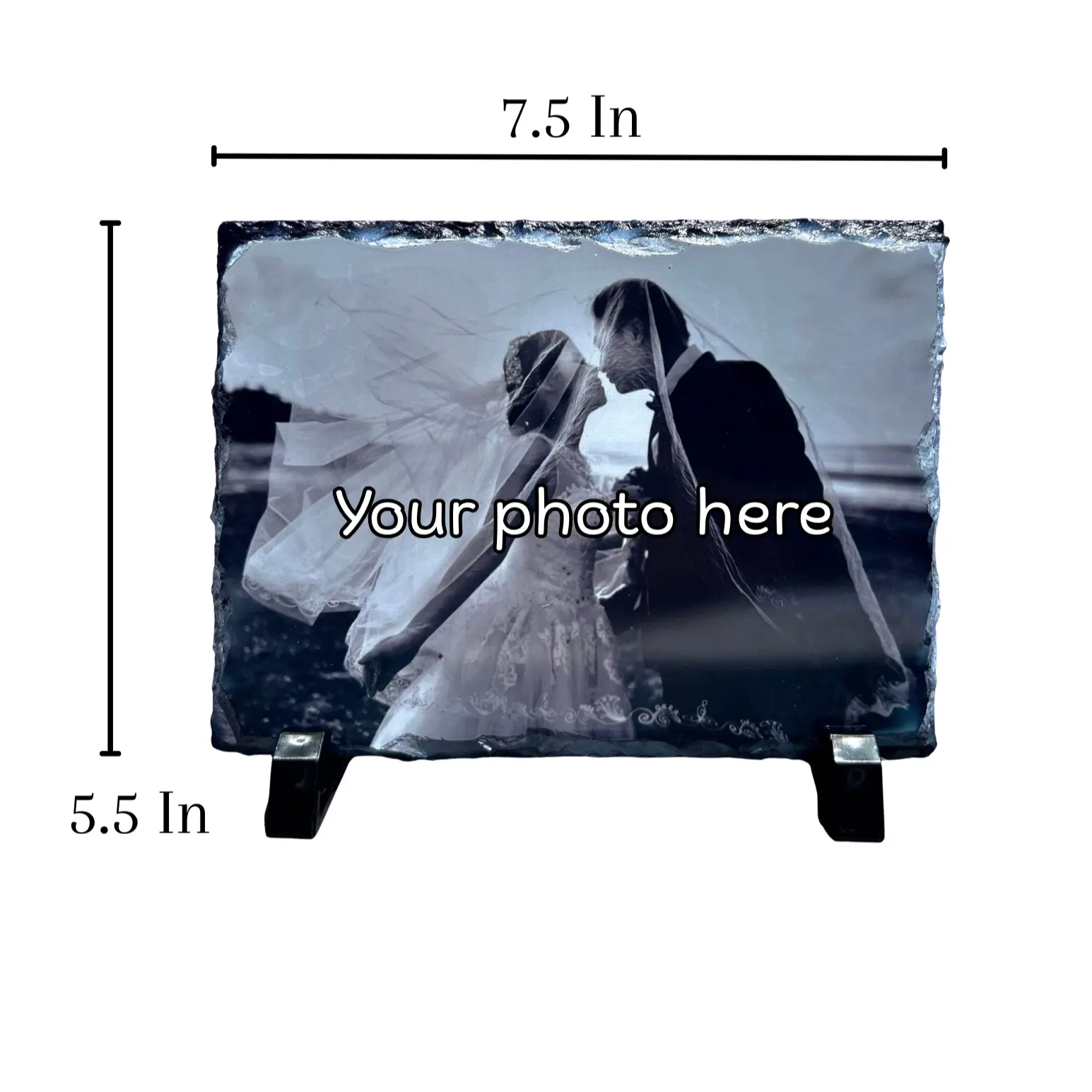 Custom Photo Slate 7.5 In x 5.5 In Personalized Stone Home Decor for Unique Moments with 2 Stands for Stylish Display