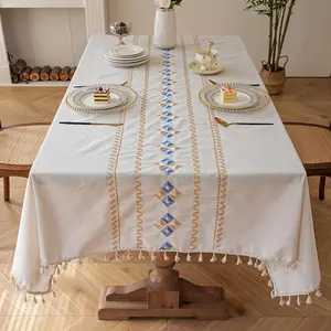 Boho Style Tablecloth, Rectangle Tablecloth, 1 Count Colorful Geometric Pattern Tablecloth, Table Decoration Supplies for Home Kitchen Dining Room