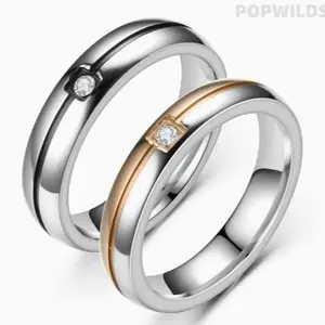 Stylish titanium steel couple rings for men and women, ideal for proposals. Features sleek black & rose gold finish with a 4mm single square diamond. Exquisite inlaid design, durable and elegant, a romantic jewelry pick for lovers and special occasions.