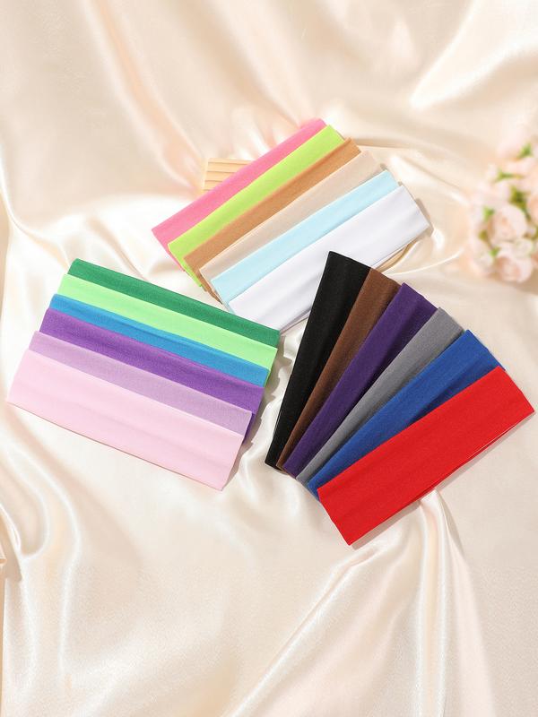 18-Piece Colorful Fabric Sports Headbands Set, Daily Casual Hair Bands for Running & Outdoor Activities, Comfortable Design, Elastic Headband