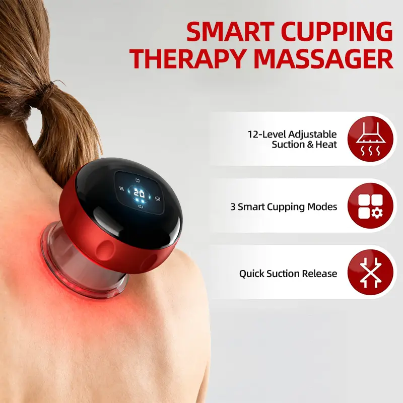 Adults' Multi-Pack Automatic Electric Cupping Device - Self-Treatment, Battery-Powered, 12-Modes Smart Vacuum, Synthetic Body, Gentle & Non-Irritating for Home/Office Use, Targets Neck/Shoulders/Back for Pain Relief