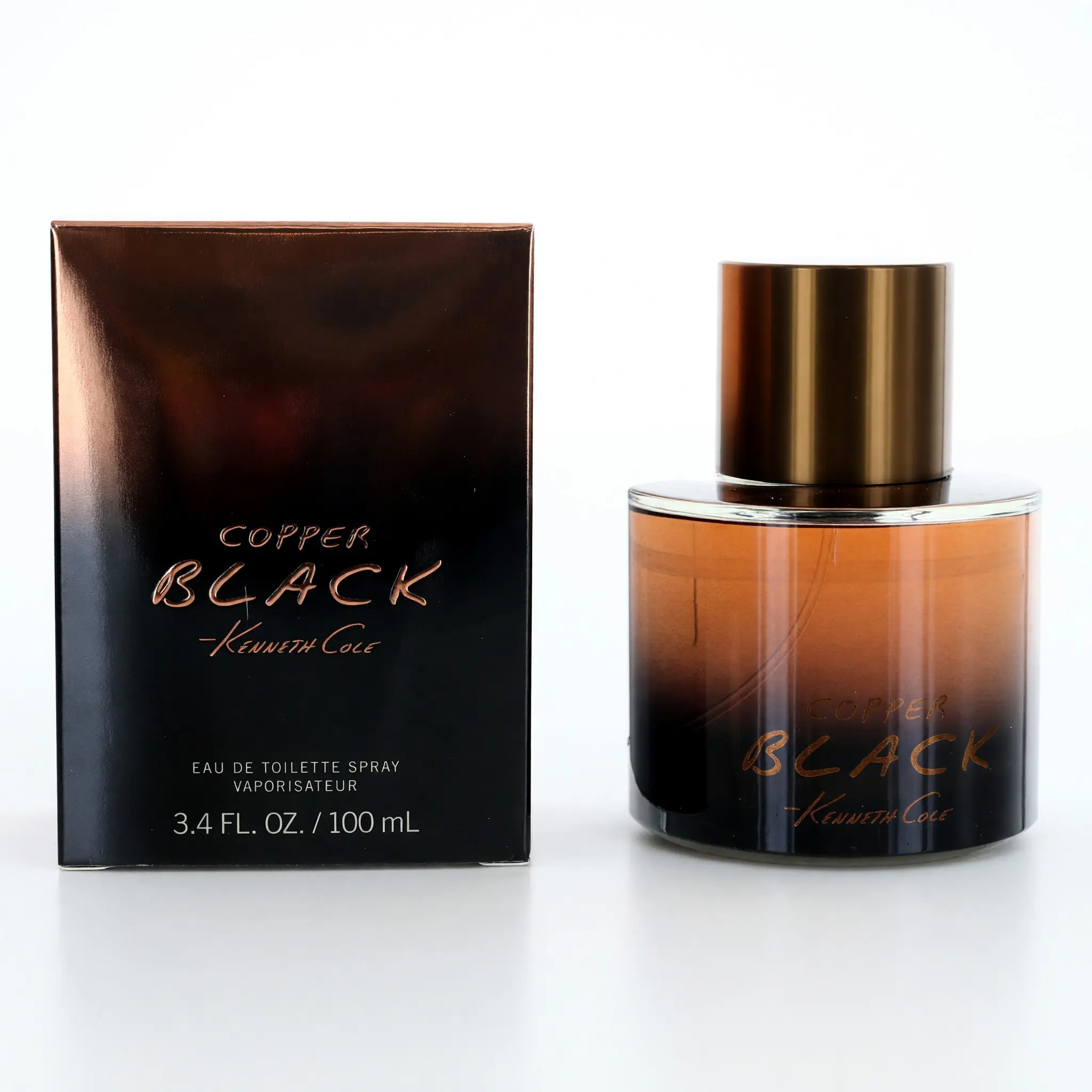 Kenneth Cole Copper Black Men's EDT Spray - 3.4 oz, with Base Notes Vanilla, Guaiac Wood, Tonka Bean, Bourbon Whiskey, Ginger, Mandarin Leaf