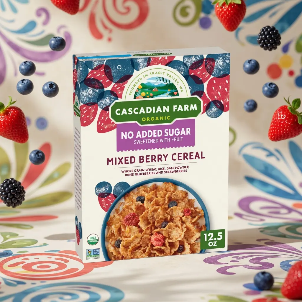Cascadian Farm Organic Mixed Berry Cereal, No Added Sugar, 12.5 oz