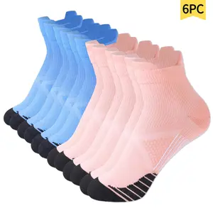 STANDWAY 6 Pairs Short Ankle Compression Socks, 8-15mmHg Breathable Seamless Toe, Arch Support Socks for Men & Women, Relieve Foot Fatigue