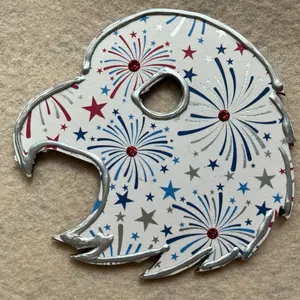 Wood Eagle Head with Patriotic Decoupaged Paper and 3D Paint