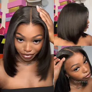 ISEE HAIR Wear Go 9x6 Tpart Layered Cut Bob Yaki Straight Wig Natural Black Deep Part Lace Glueless Wig Bob Wig glueless wig summer hairstyles budget friendly wigs,summerwins