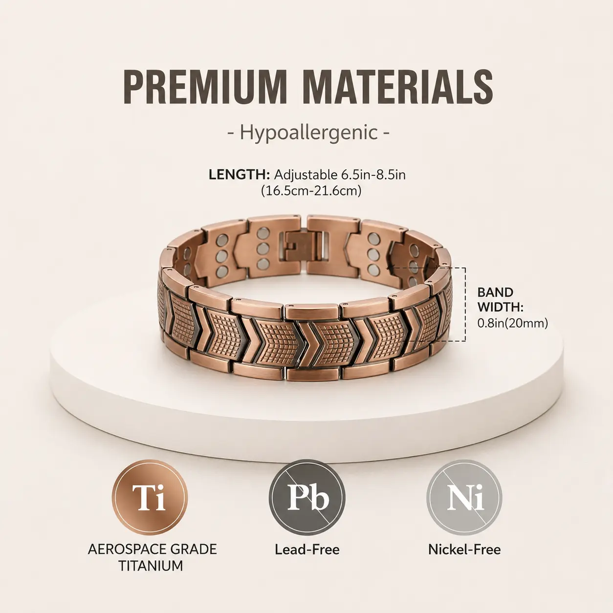 Men's Copper Magnetic Therapy Bracelet | 3X Strength Copper Jewelry with 3800 Gauss Magnets | Adjustable Fold-Over Clasp Wristband | Premium Men's Accessories | Father's Day & Holiday Gift