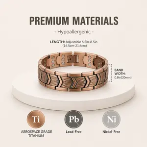 Copper Bracelets for Men, 99.99% Pure Copper Magnetic Bracelets with Effective Neodymium Magnets, Adjustable Jewelry Gift with Sizing Tool