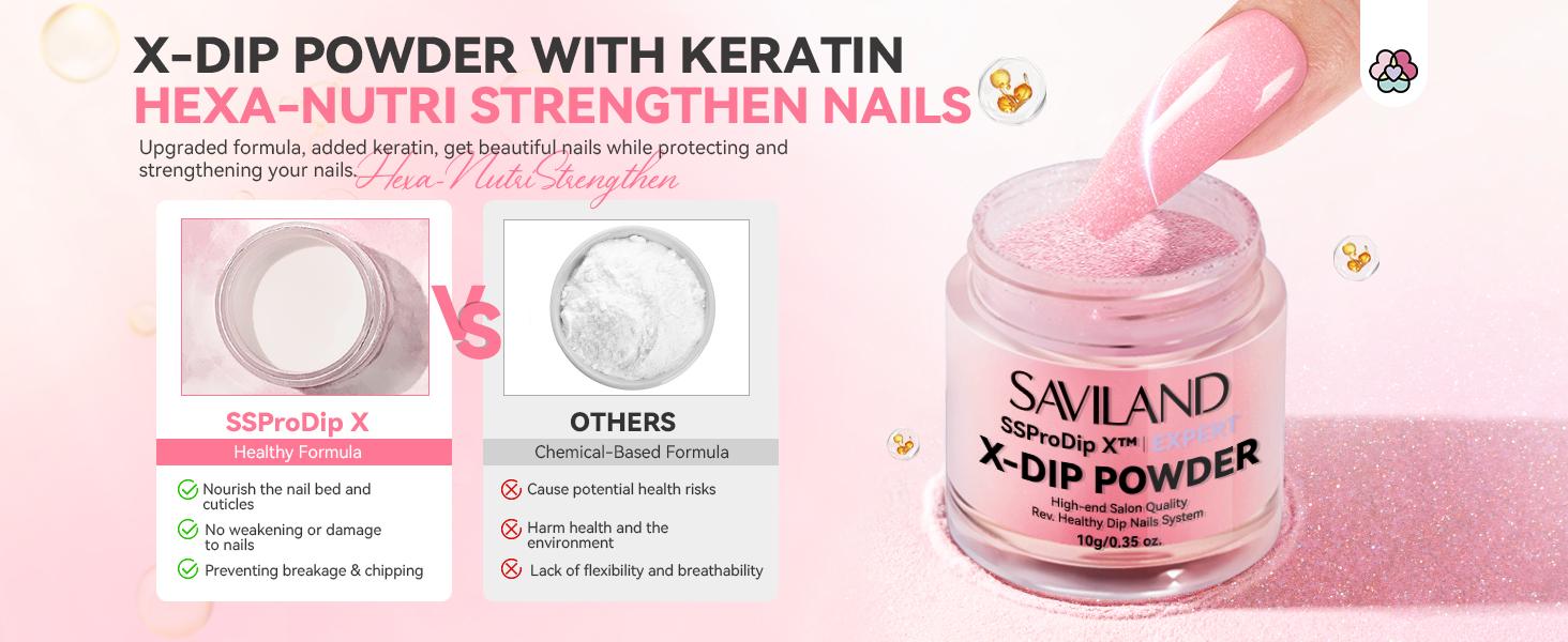SAVILAND Dip Powder Nail Kit with Drill: 6 Color French Nail Art Perfect Beginners Set Features Pink Nude Glitter Clear Powder DIY Home Manicures