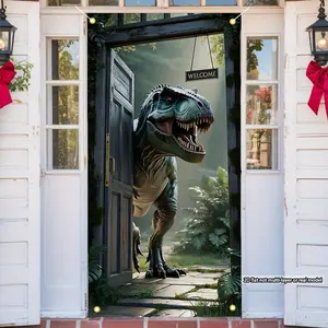 1PC,2D Flat Door Banner Dinosaur - Themed Door Banner Decoration, Creative Door Curtain for Festival Parties, Visual Effect Door Hanging, Background Cloth for Family Gathering Decoration, Door Deco