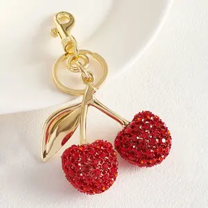 Full Rhinestone Cherry Keychain, Luggage & Bag Hanging Charm
