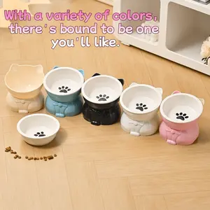 Elevated Ceramic Pet Bowl, Anti-Spill & Fatigue-Reducing Design, Non-Slip Base, Protects Neck & Spine, Ideal for Cats & Small Dogs