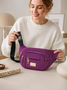 Cute Purple Crossbody Belt Bag for Women Stylish Nylon Waist Pack with Adjustable Strap and Large Capacity Storage, Casual Everyday Chest Bag for Gym Hiking Travel Festival Party, Perfect Birthday Gift for Her Wife Mom Girlfriend Christmas Surprise