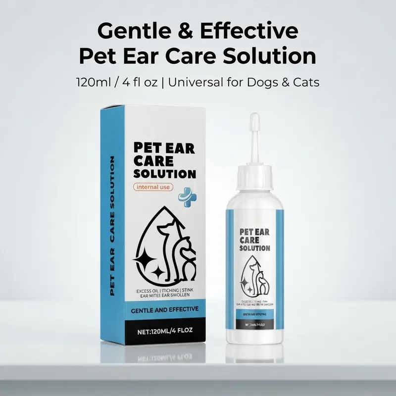 Gentle Enzymatic Pet Ear Cleaner Liquid with Dropper for Dogs & Cats - Daily Safe & Gentle Sensitive Ear Care, Wax & Dirt Lift, Deodorizes, Stops Head Shaking, Non-Irritating (Single Item)