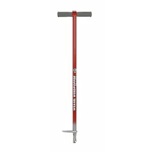 Garden Weasel Step and Twist Hand Weeder, 36-inch long, Red & Silver