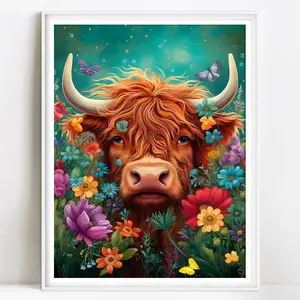 Cow Pattern DIY Diamond Arts Colorful Painting Kit without Frame, DIY 5D Diamond Arts Colorful Painting for Home Bedroom Wall Decor