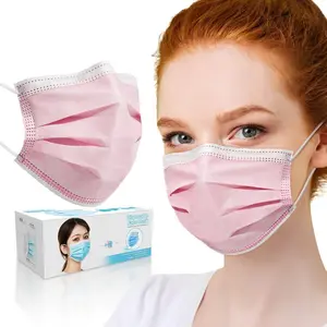 50 Pcs Disposable Face Cover 3-Ply Filter Non Medical Breathable Earloop Masks (Pink)