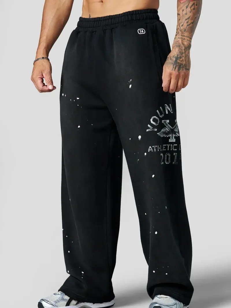 Youngla Gym Eagle Golden Era Sweatpants – Vintage Hip Hop Streetwear Joggers, Y2K Retro Eagle Graphic Pants, Casual Unisex Sweatpants for Men Women, Everyday Lounge Wear, Travel Outfit, Gift