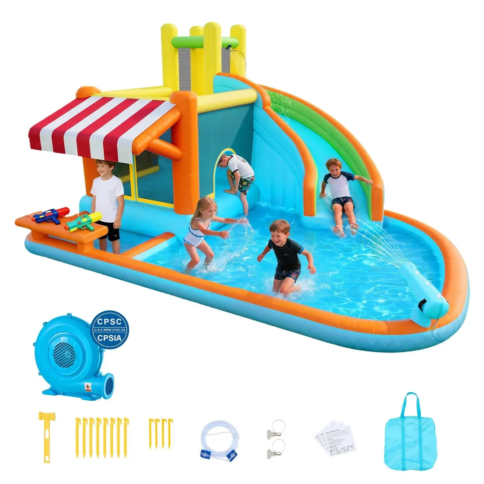 【17 ㎡】Pool+Tall Slide+Trampoline