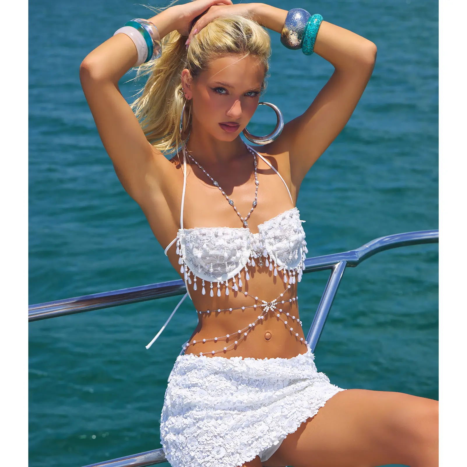 After Hours Aura Beaded Lace Bra Top