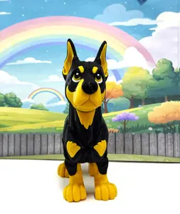 Doberman, Black/Gold Articulating Dog Figure Animal 6 Inches Poseable Animal Toy, Custom Pet Gift for Dog Lovers
