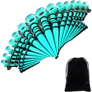 50 Pieces Ear Stretching Kit 14G-00G Acrylic Tapers and Plugs + Silicone Tunnels - Ear Gauges Expander Set Piercing Jewelry