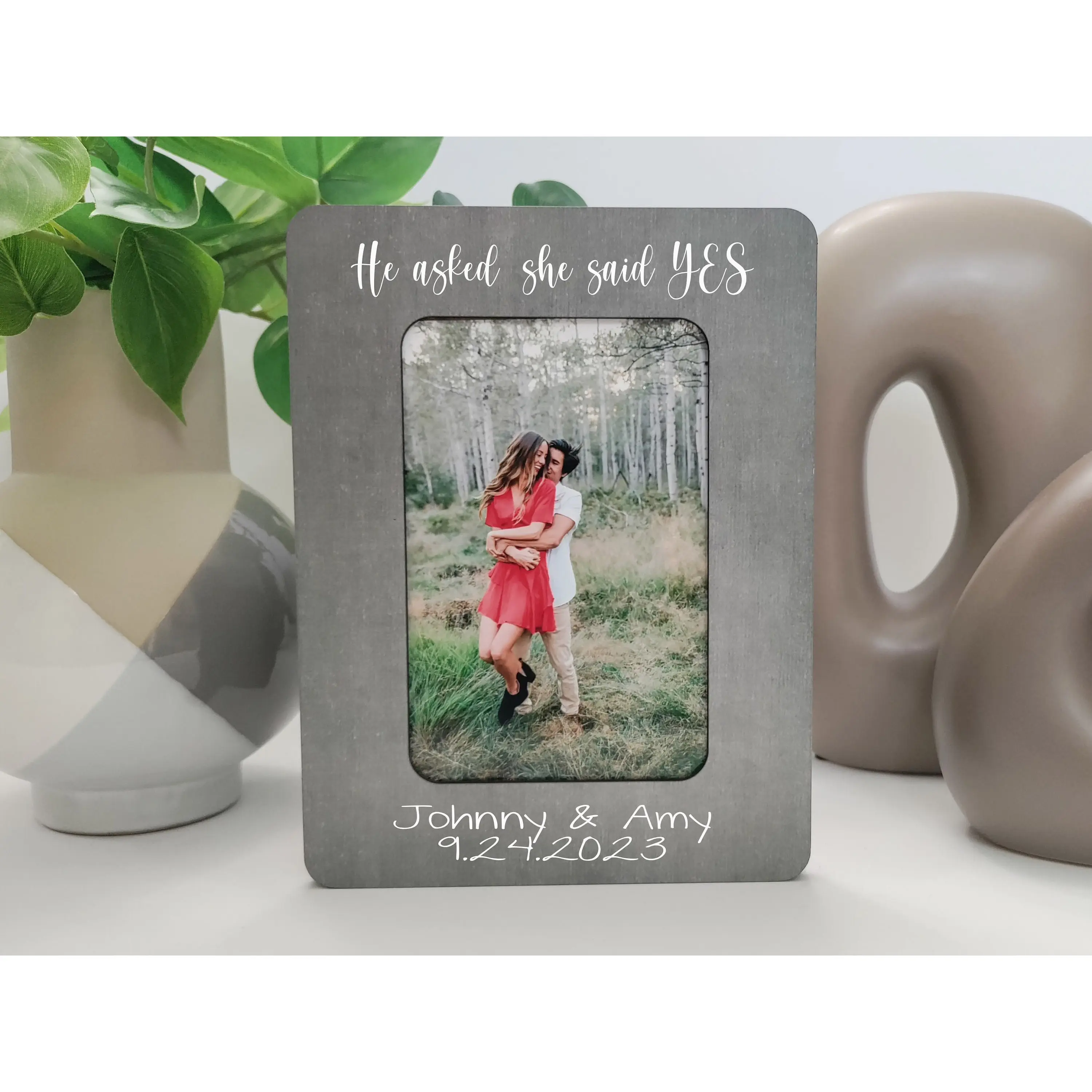 Engagement Picture Frames Engagement Gift For The Couple  Personalized Engagement Frame Wedding Gift She Said Yes Frame
