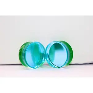 Blue Green Glass Plugs -Gauges (2 sided color)