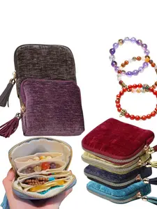 2026 New Travel Jewelry Case,Jewelry Holder Organizer,Valentine's Gifts for Women, Portable Organizer for Rings,Bracelets with Tassel Zipper, JewelryRoll for Journey, Jewelry Storage Pouch, Mini,Organized Pockets, Multilayer Storage