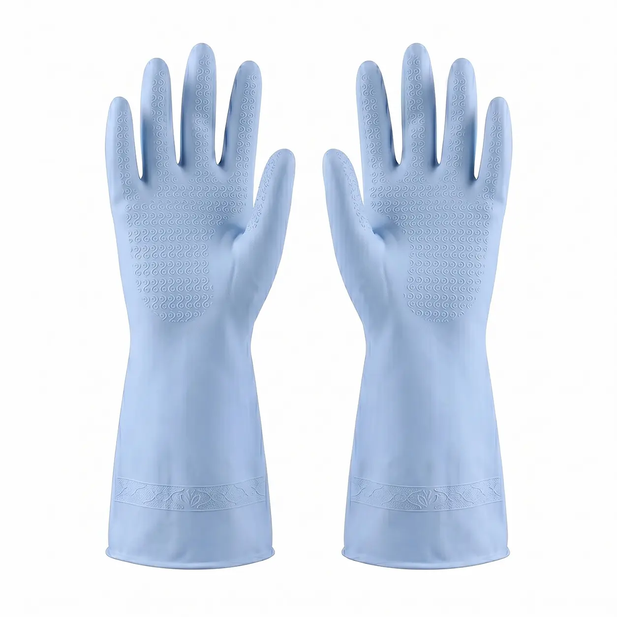 Rubber dishwashing gloves, 3 pairs of reusable kitchen gloves, suitable for dishwashing and household cleaning, brightly colored dishwashing gloves with non-slip grips, unisex – Size L