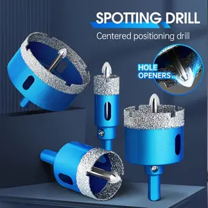 18-68mm Diamond Hole Saw with Positioning Drill, Blue Surface, Dry and Wet Use, Suitable for Glass, Marble, Granite, Stone and Porcelain, Each Set Comes with 1 Wrench