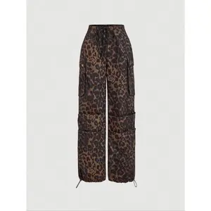 Women's Leopard Print Cargo Trousers for Daily Casual Summer Wear