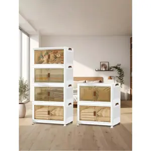 70cm4/5layers Oversized Locker With Wheeled Doors - Waterproof Collapsible Locker For Bedroom Storage Of Clutter, Documents, Toys, Snacks And Plastic Drawers For Storage, Multi-Layer Locker
