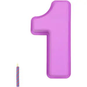 Large  Number Cake Mould 3D Novelty Cake Pan DIY Baking Mold for Birthday Anniversary Number of 1 Purple