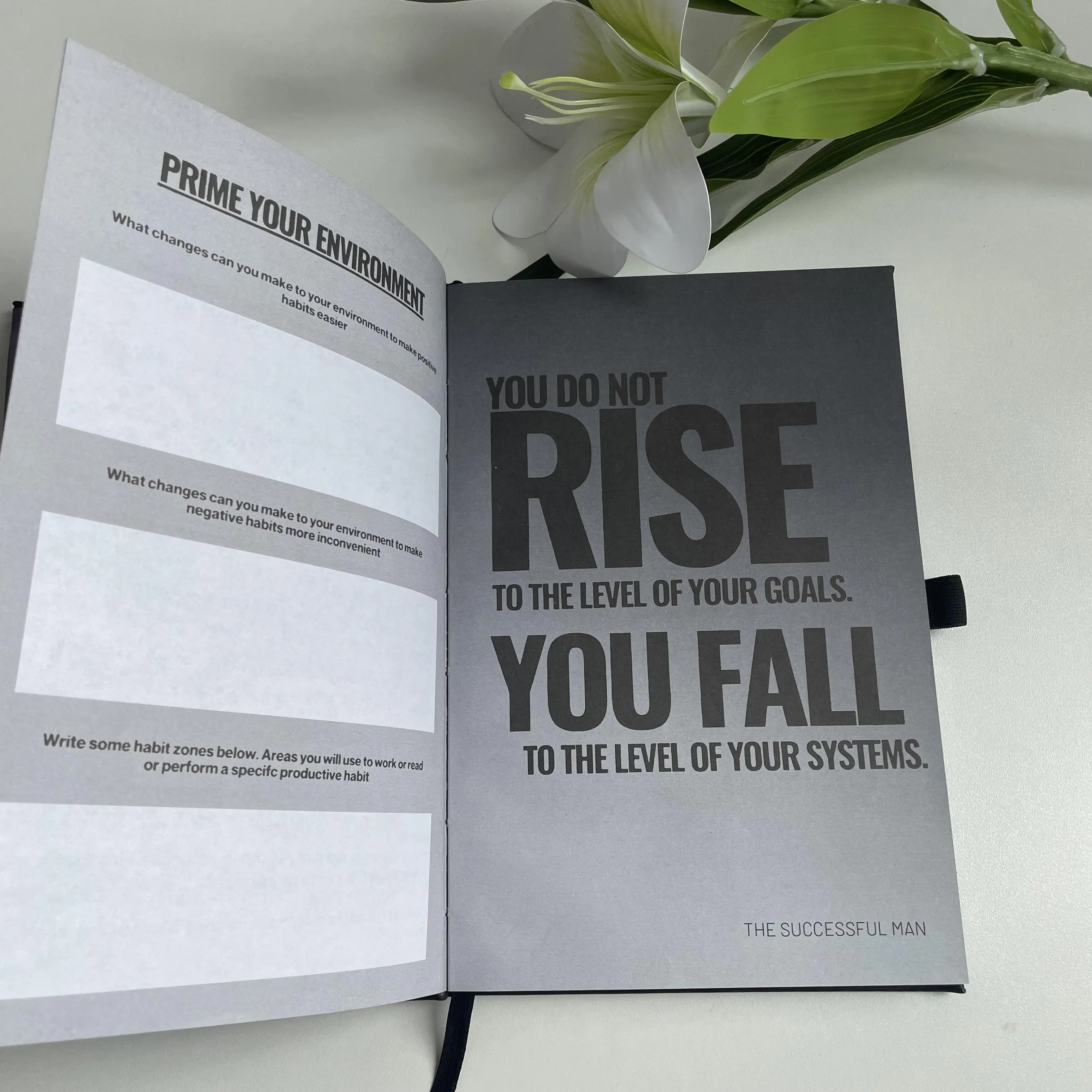 “The Successful Man” hardcover journal — self-development and accountability planner for men; track goals and progress with this masculine, minimalist black notebook adhd office accessories
