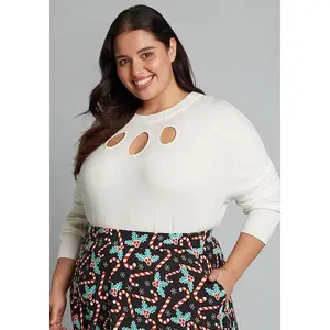 ModCloth Slice of Life Pullover Sweater with Long Sleeves, Cutouts, Soft Knit - Ivory (XS-4X) ModCloth Slice of Life Pullover Sweater with Long Sleeves, Cutouts, Soft Knit - Ivory (XS-4X)
