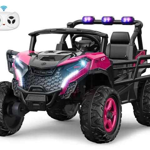 #ChristmasGifts ANPABO Unisex 24V 2-Seater Off-Road Kids Ride-On UTV Truck Toy - 4x200W Switchable 4WD/2WD, 200W Drive Motors, EVA Tires, Remote Control, Shock Absorbers, Bluetooth Audio, Rainbow Lights, Phthalate-Free, Built-In Batteries, for 3-8Years