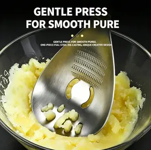 6-in-1 Stainless Steel Multi-Function Spoon - Egg Separator, Garlic Grinder, Potato Masher, Strainer, Bottle Opener & Noodle Server
