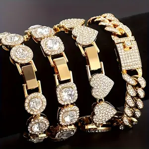 Zirconia 4-Piece Heart-Shaped Ladies Inlaid Synthetic Bracelet Set - Multi-layer Chain Bracelet Set - Suitable for Giving Ladies Gift Set - Wedding, Banquet, Gift Giving, Daily Accessories