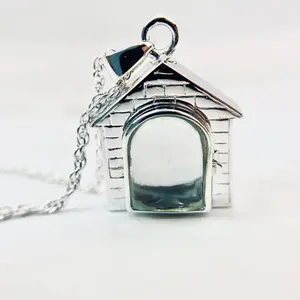 Dog House Necklace Cremation Keepsakes Pendant for Ashes 925 sterling silver Pendant Memorial Jewelry