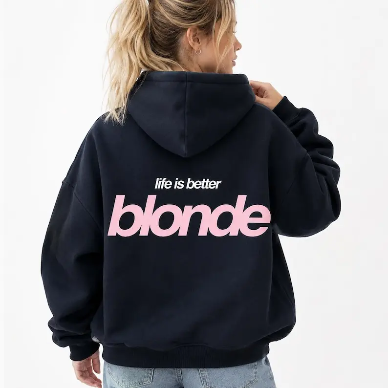 Blonde Hoodie, Y2K Streetwear Pullover, Soft Girl Aesthetic , Graphic Back Print, Trendy Cozy Fleece, Gift for Her
