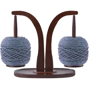 Yarn Holders for Knitting  Crocheting,  , Each Spindle Holds 2 lbs, Tapered-Base  Stuck, Bottom Tray for Neat Storage,  for Crochet Lovers(Walnut Color)