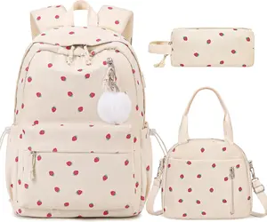 SIMILOVE 3/4PCS Backpack for School- Corduroy Girls Backpack with Lunch Bag & Pencil Case & Sports Cup,school bag for Elementary Middle High School,Back to School Gift,Birthday's Gift