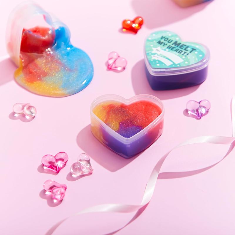 30Pcs Cosmic Realm Slime Hearts / Balls with Kids Valentines Cards for Classroom Exchange 2025 Valentine Exchange Cards &30Pcs Galaxy Slime Valentine's Day Gifts for Kids